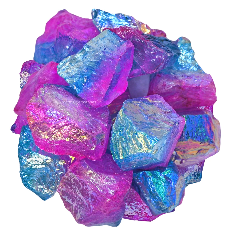 Rose-Aqua Aura Quartz Raw Crystals (1 LB)