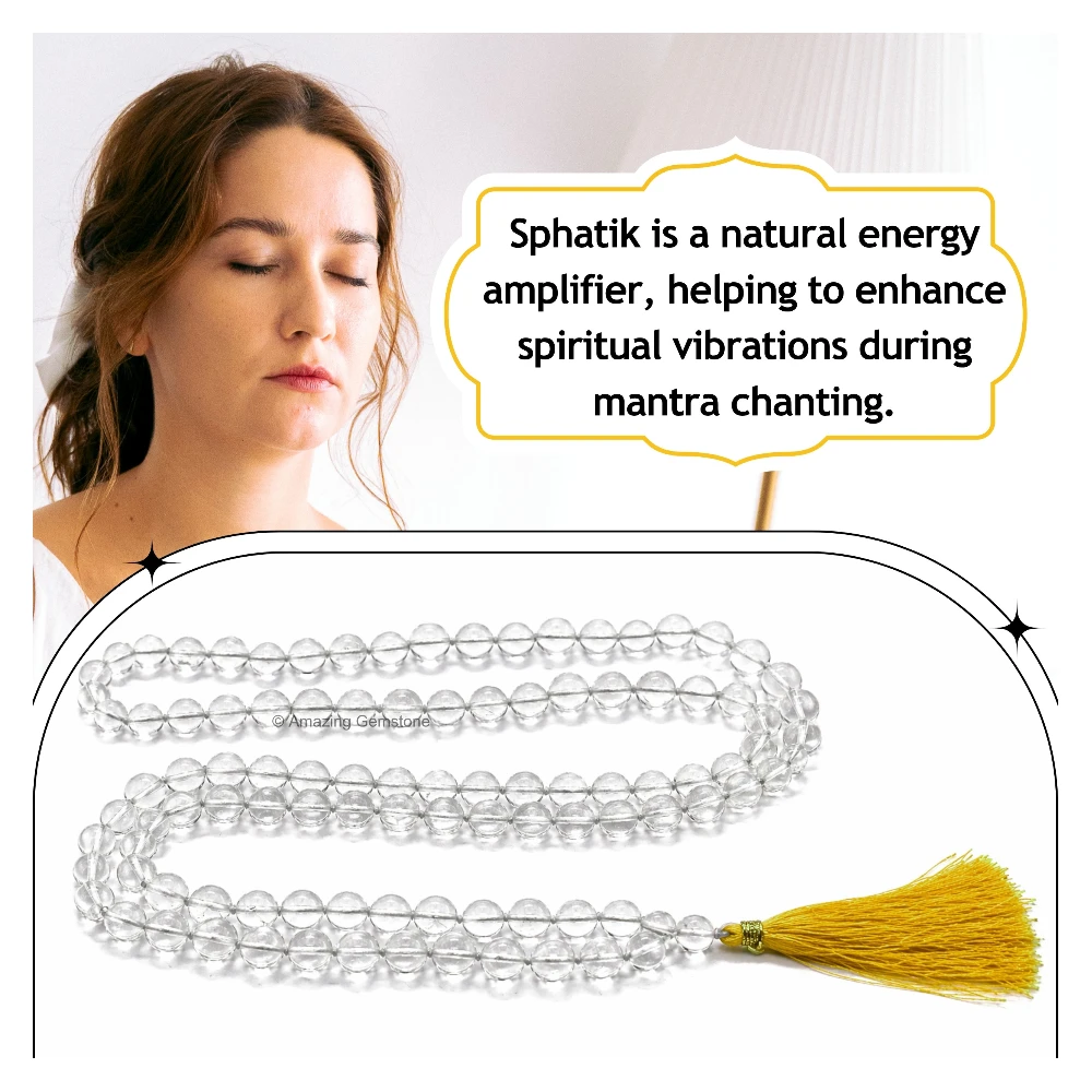 Sphatik Mala - AB Grade 8mm Beads (Hand Knotted)