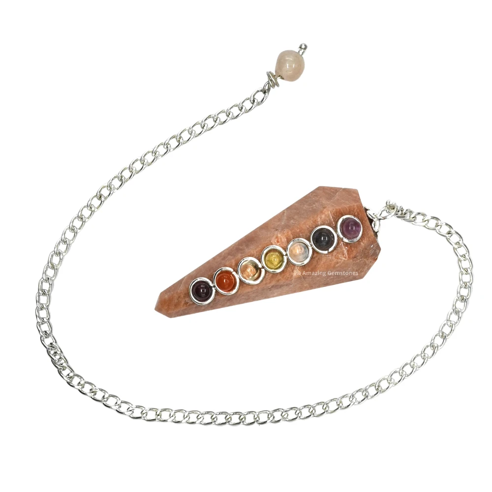 Peach Moonstone Chakra Crystal Pendulum