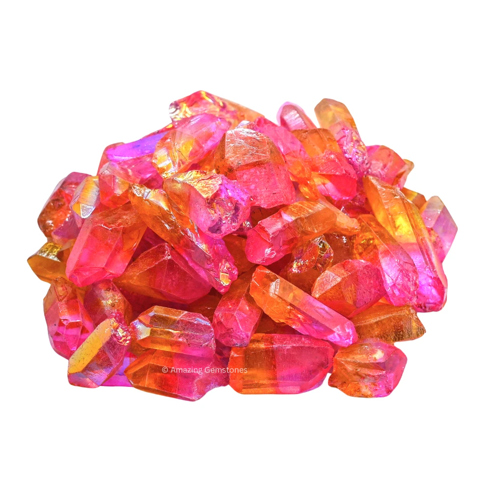 Rose Tangerine Aura Quartz Raw Crystal Points (2 Pieces)