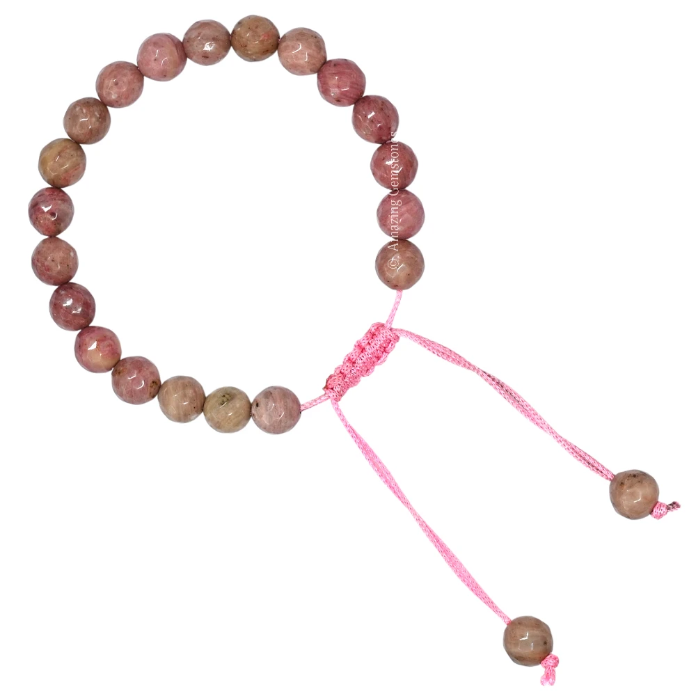 Pink Rhodonite Bracelet (Faceted-Adjustable)