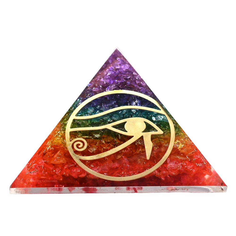 Chakra Onyx Orgone Pyramid - Eye of Ra