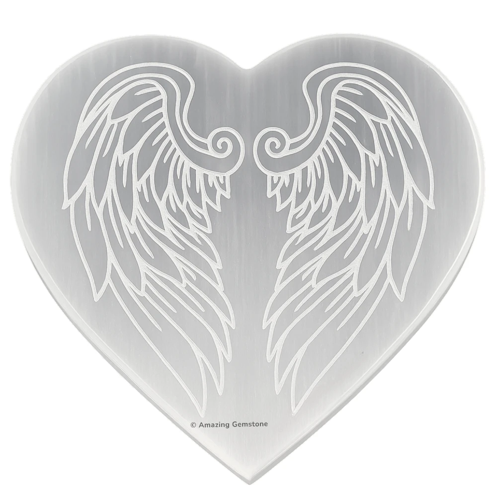 Selenite Charging Plate for Crystals - Angel Wing Heart
