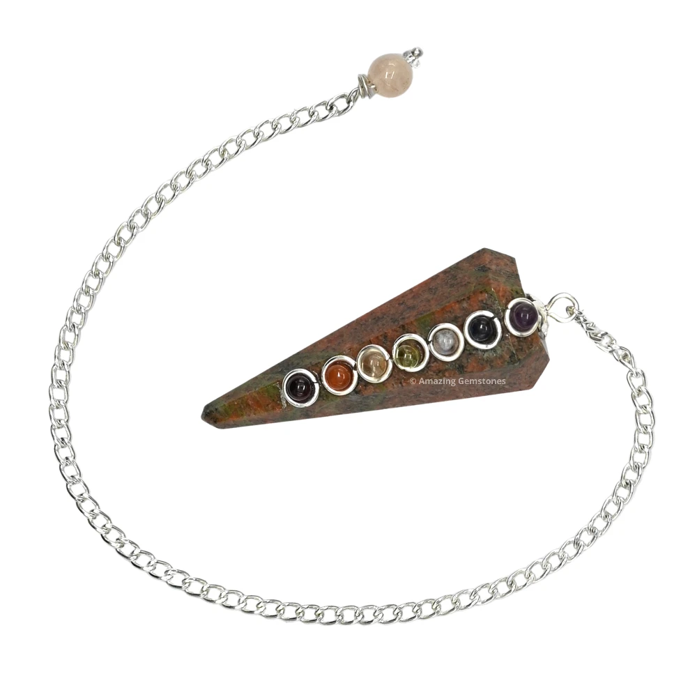 Unakite Chakra Crystal Pendulum