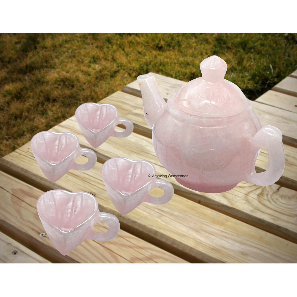 Rose Quartz Crystal Heart Cups