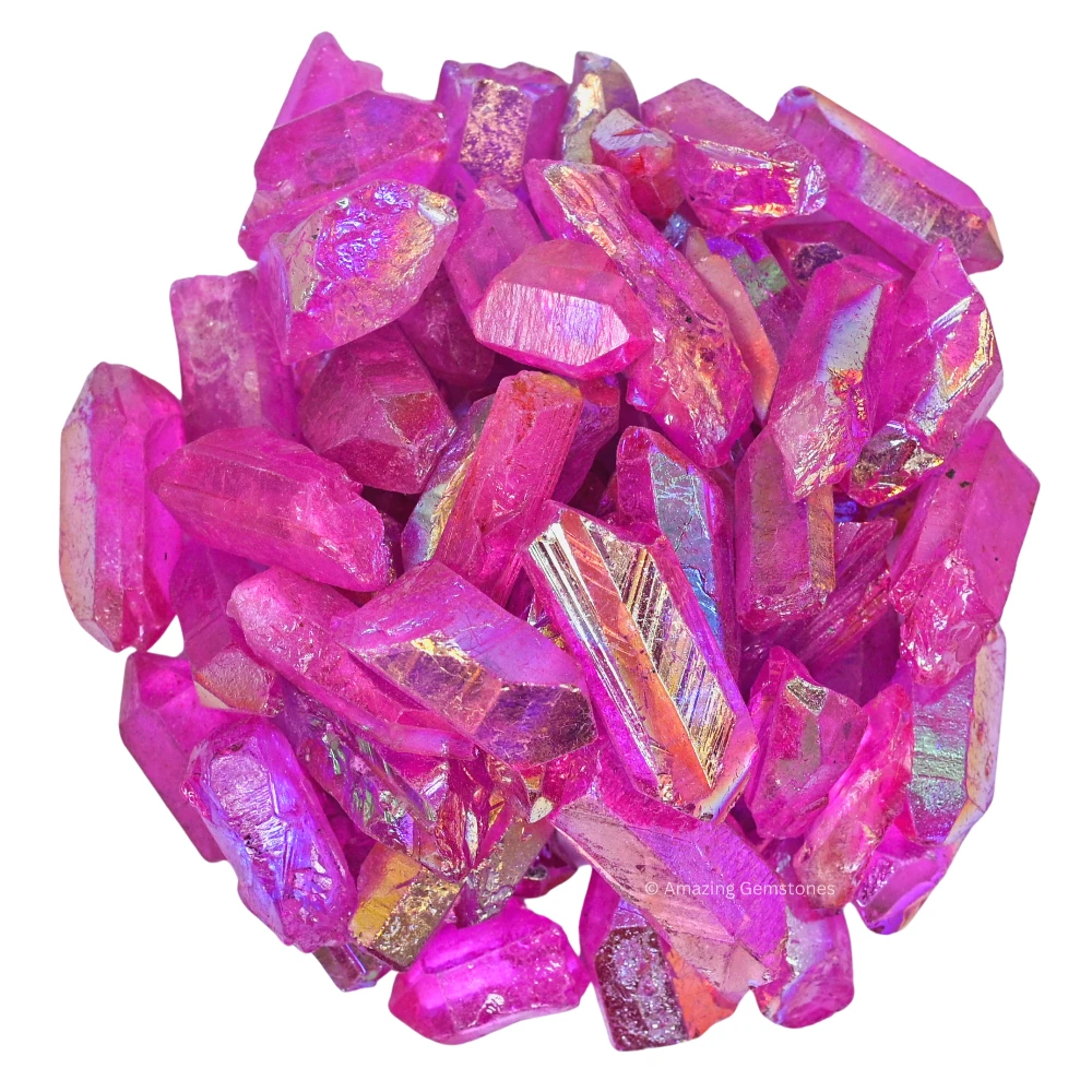 Rose Aura Quartz Raw Crystal Points (5 Pieces)