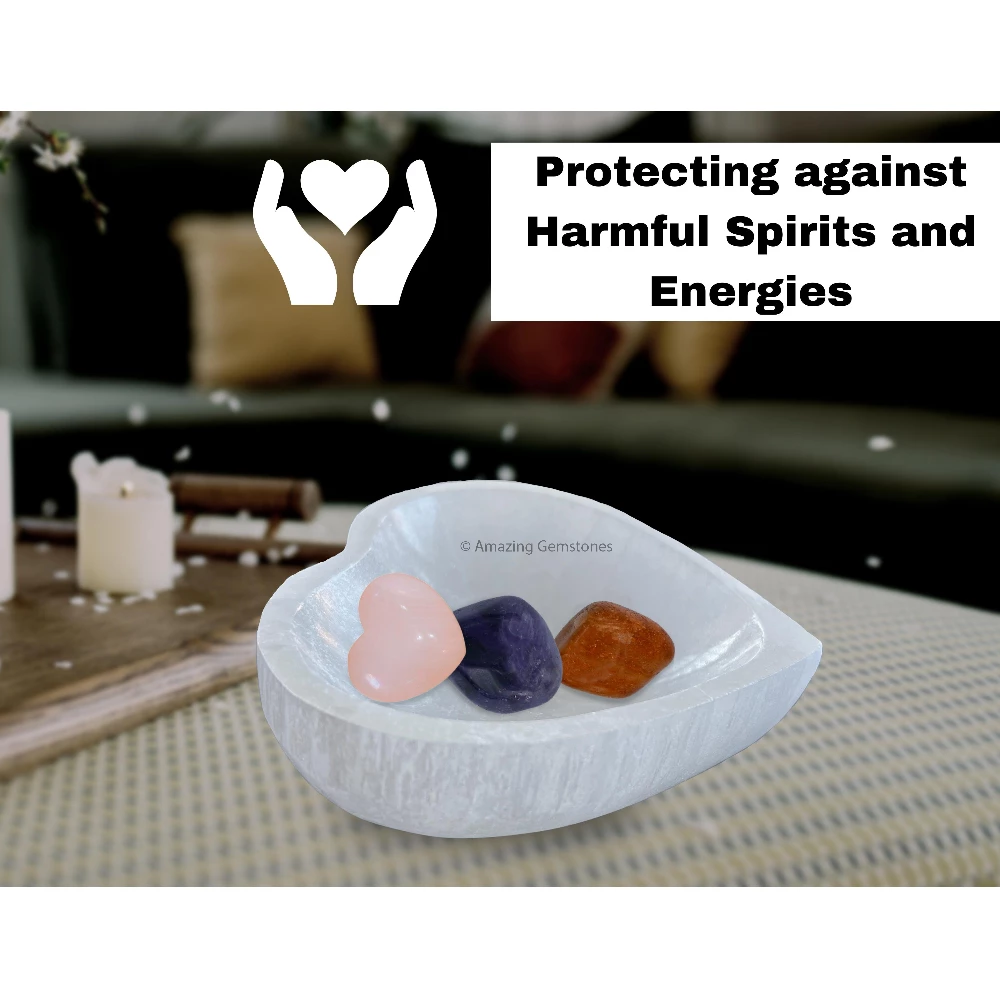 Selenite Charging Bowl for Crystals - Heart