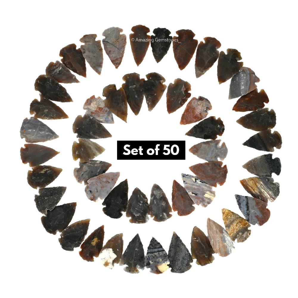 Fancy Jasper Crystal Arrowhead - 1" to 1.5" (50 Pieces)