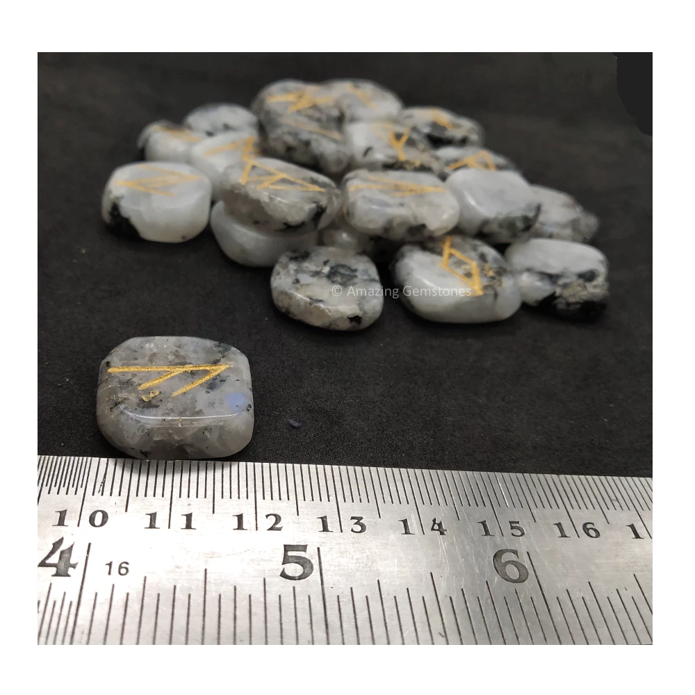 Rainbow Moonstone Rune Stones Set (Premium)