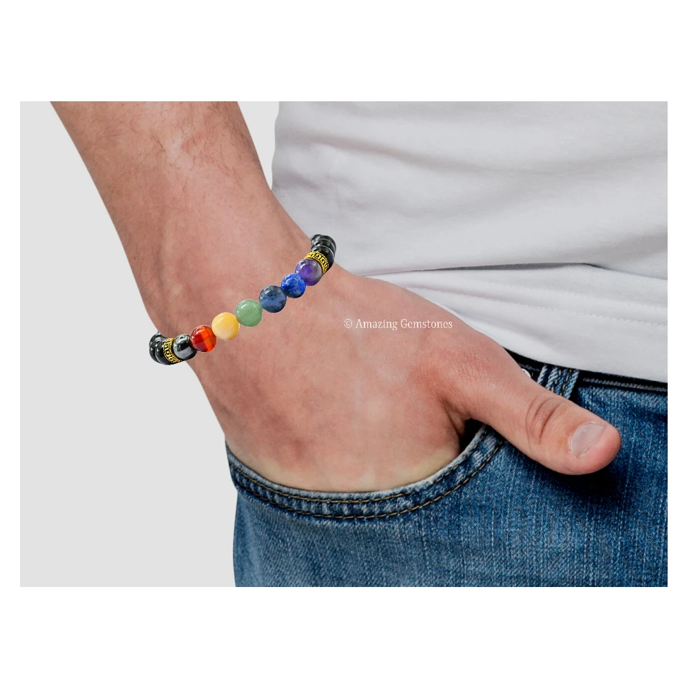 Black Obsidian Chakra Bracelet (Strechable)