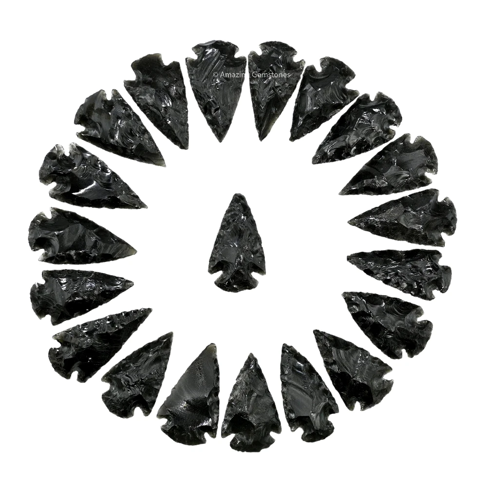 Black Obsidian Crystal Arrowhead - 1" to 1.5" (20 Pieces)
