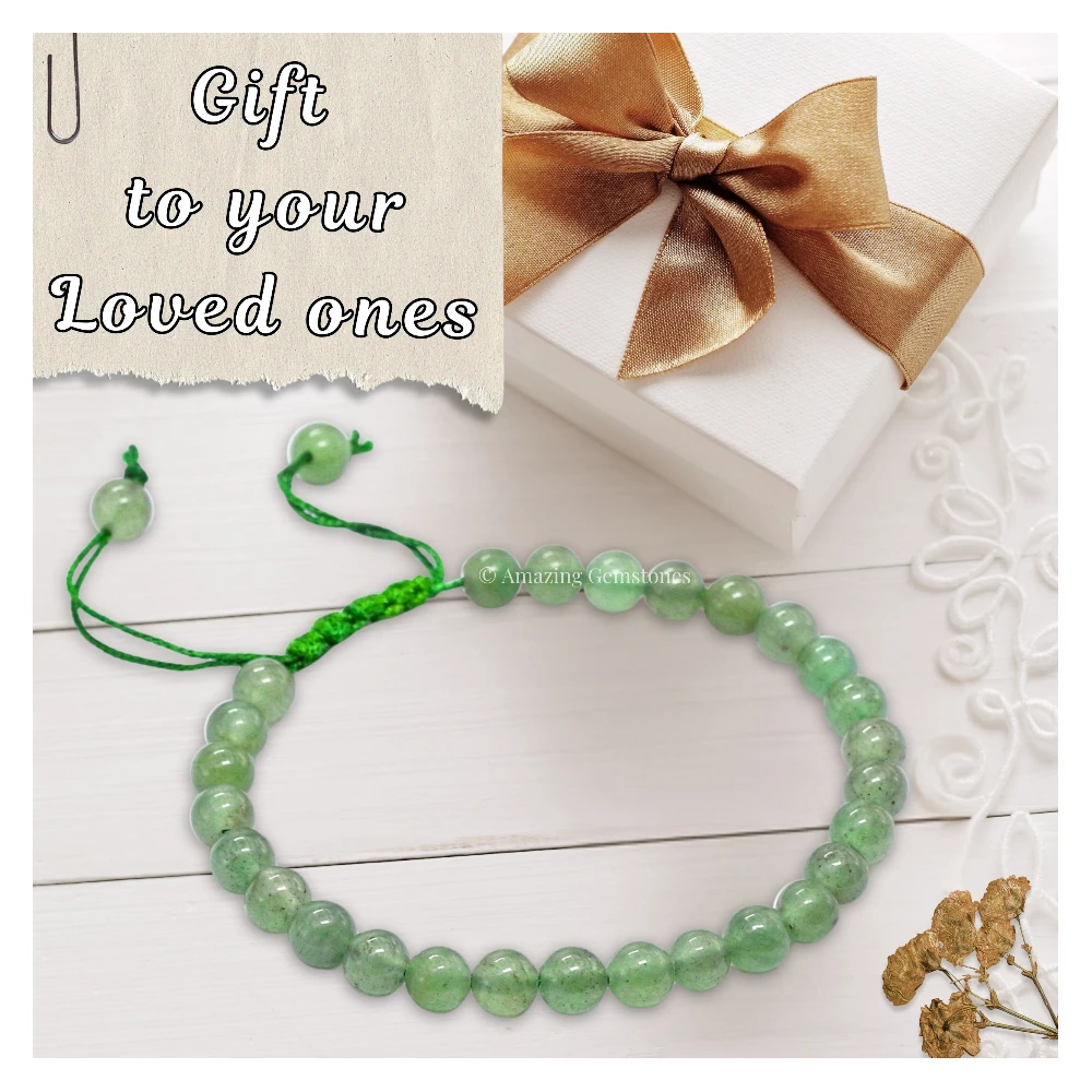 Green Aventurine Healing Crystal Bracelets - 6mm Beads (Adjustable)