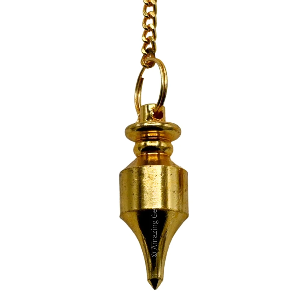 Copper Metal Pendulum - Gold Long Point Chamber (MP32)