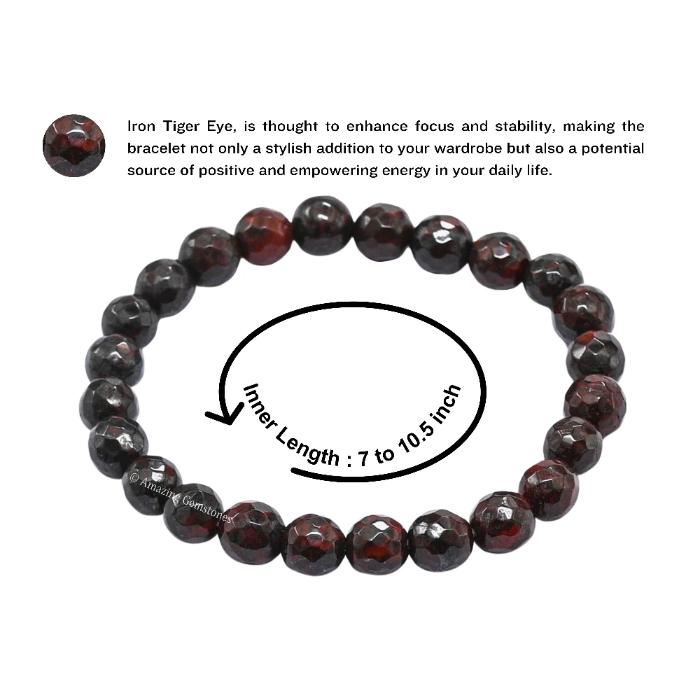 Iron Tiger Eye Bracelet (Faceted) (Stretchable)