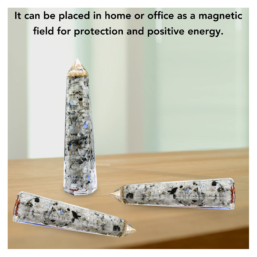 Rainbow Moonstone Orgone Tower (4.5 Inch)