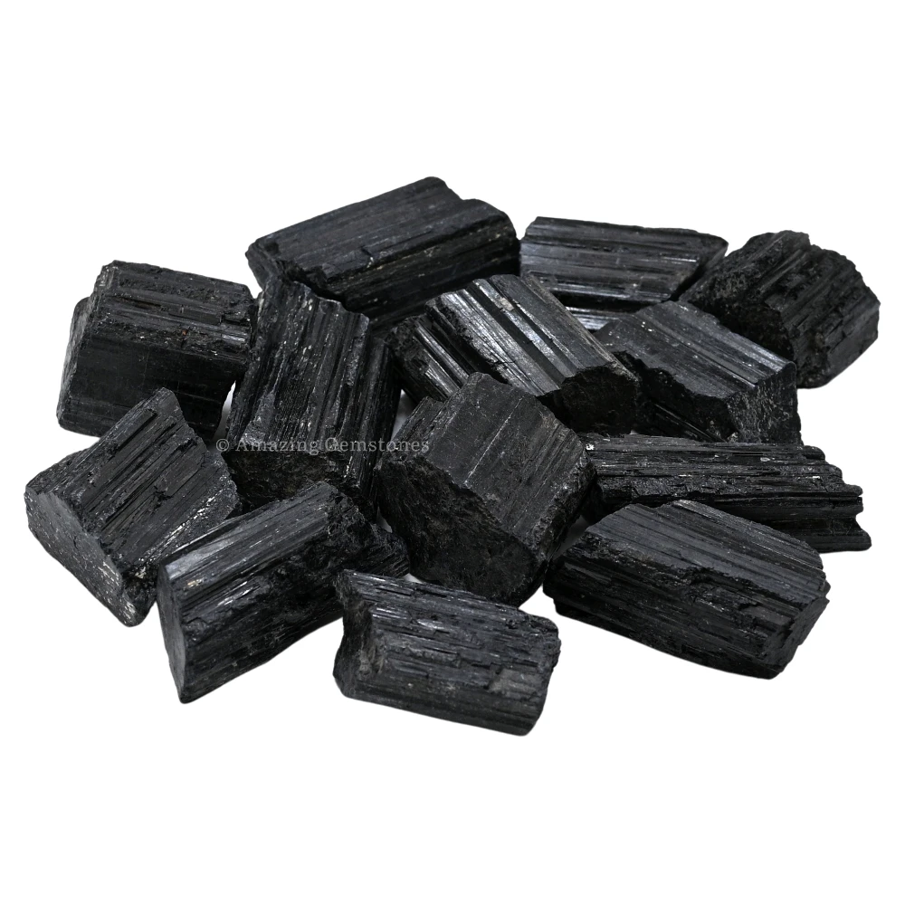 Black Tourmaline Rough Raw Crystal (Half LB Medium)