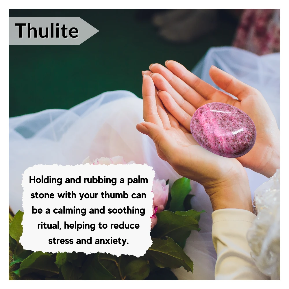 Thulite Palm Stone