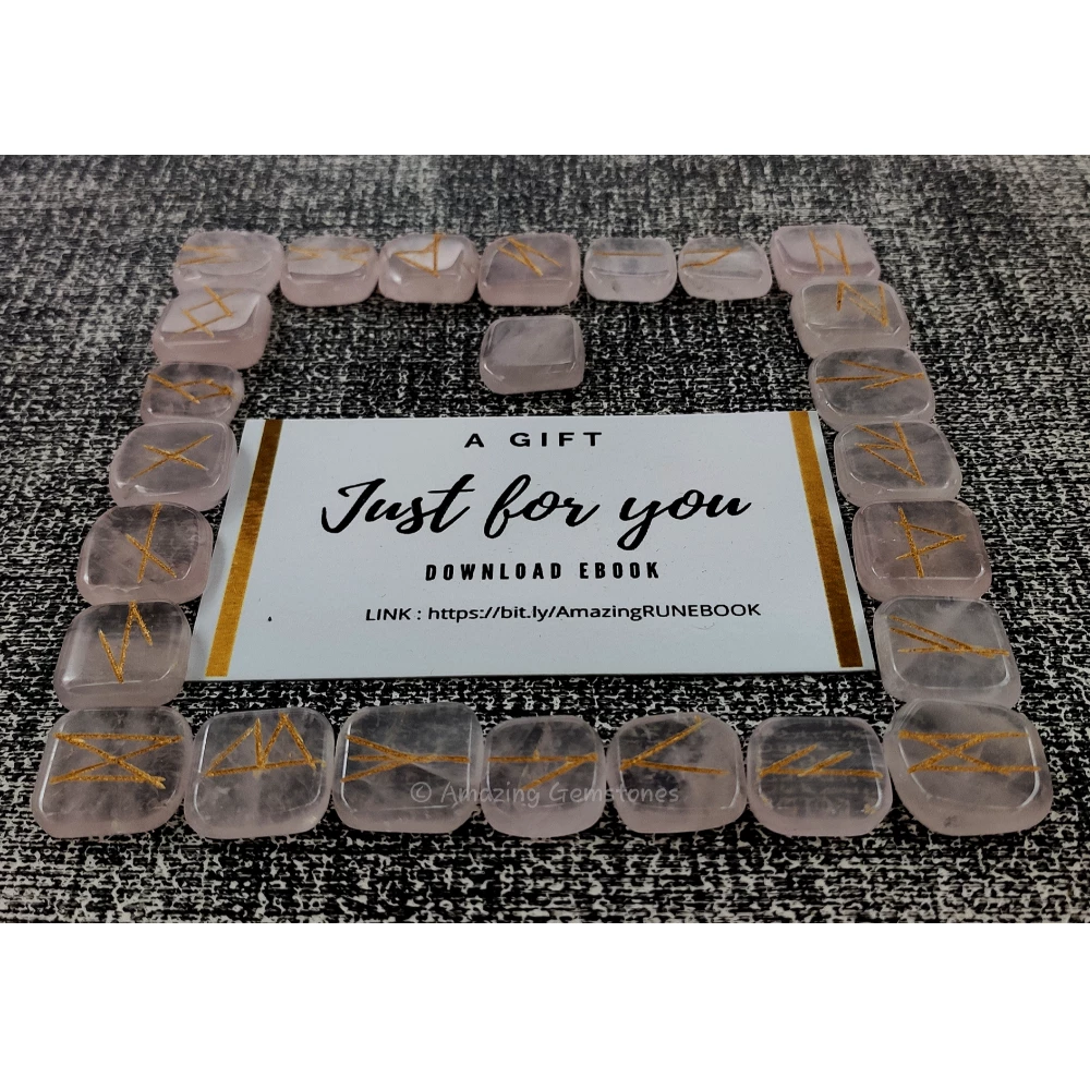 Rose Quartz Rune Stones Set (Premium)