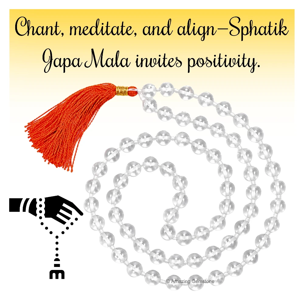 Sphatik Mala - A Grade 7mm Beads (Hand Knotted)