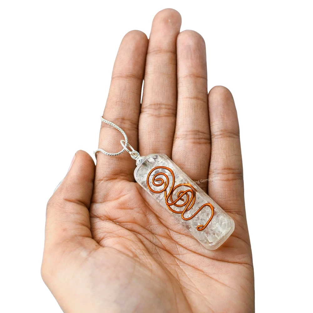 Clear Quartz Crystal Orgone Pendant - Rectangle