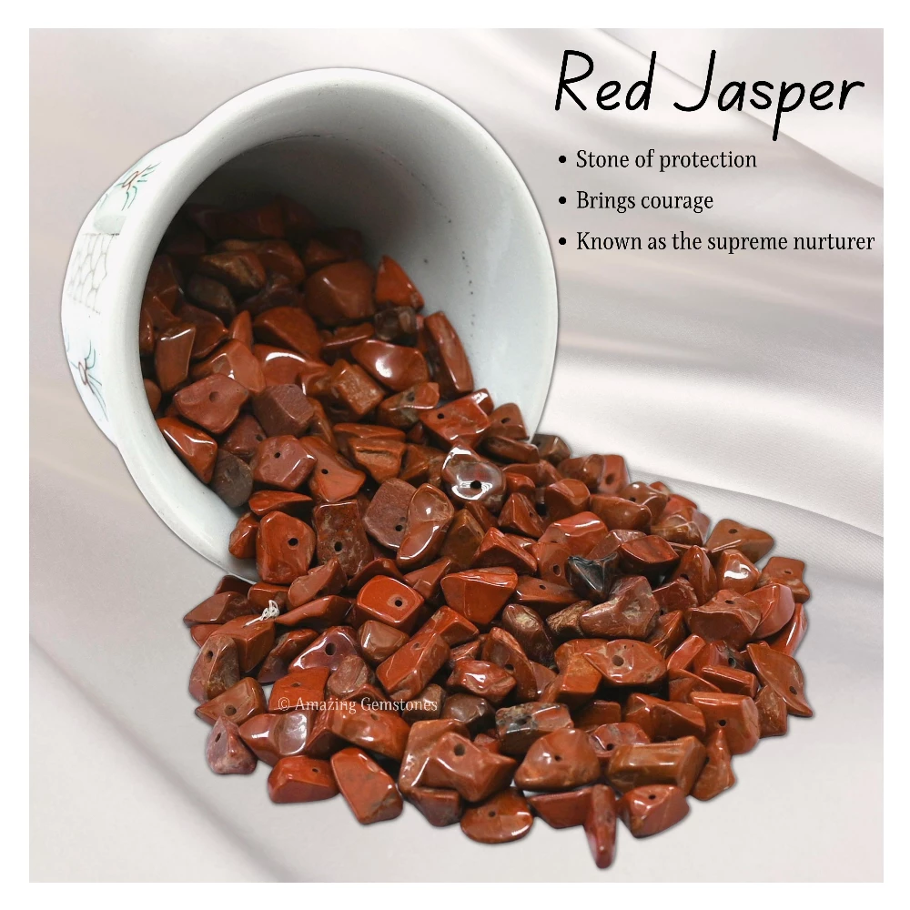 Red Jasper Chips - Pre Drilled