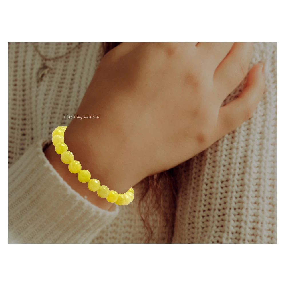 Lemon Jade Bracelet (Faceted) (Adjustable)