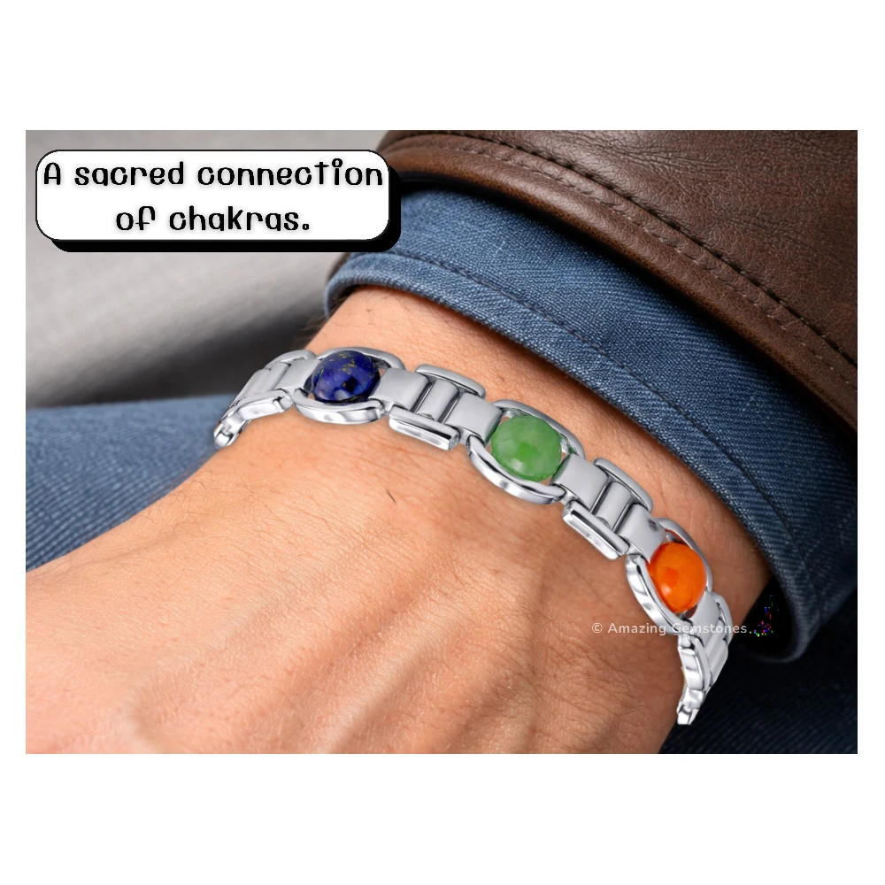 7 Chakra Bracelet - Premium Silver Chain