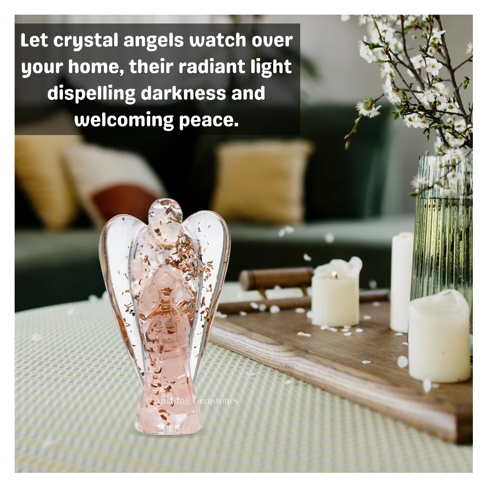Rose Quartz Orgone Angel Figurine (2 Inch)