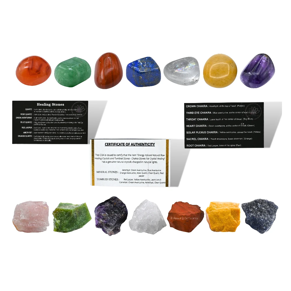 7 Chakra Tumbled and Raw Stone (14 Pcs)