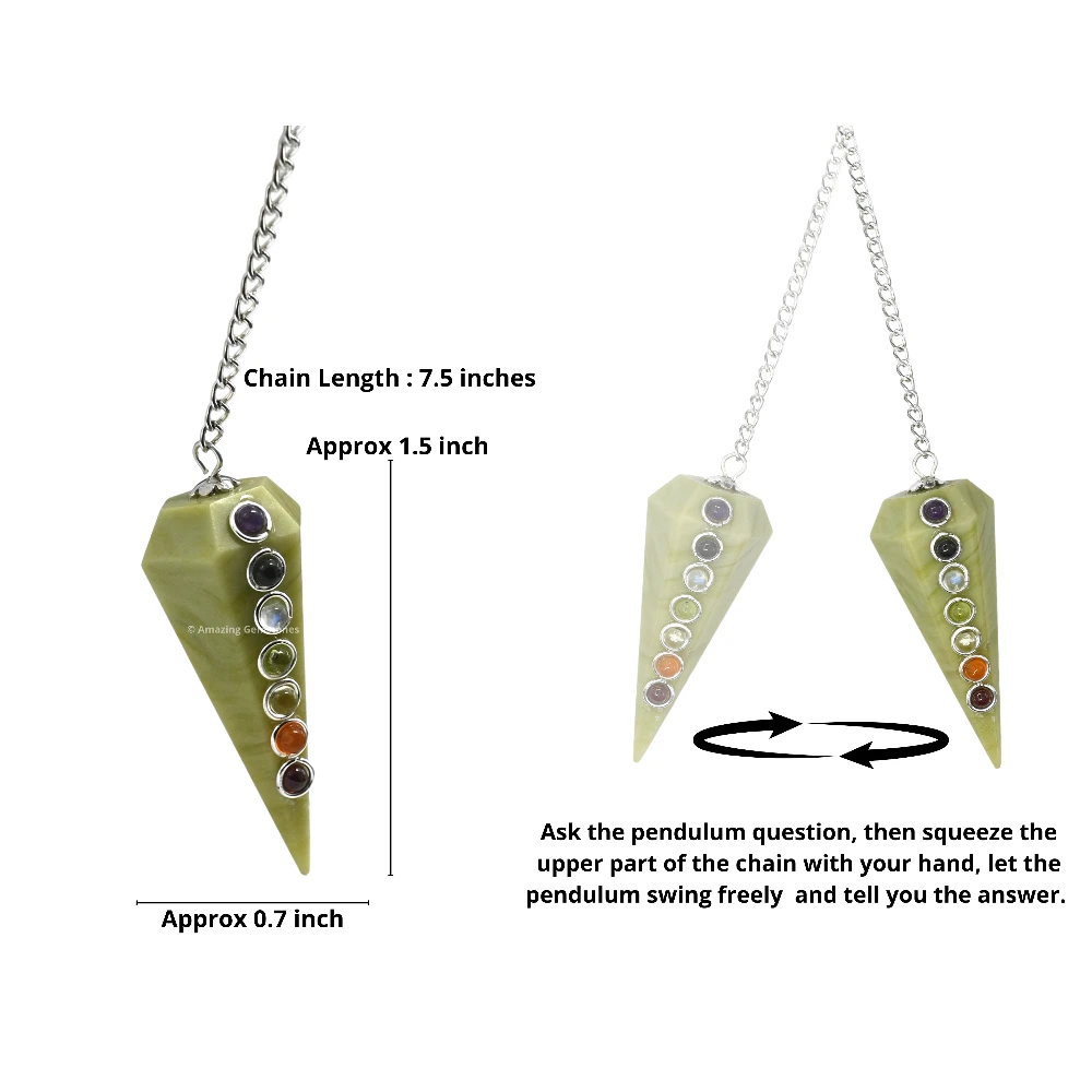 Serpentine Chakra Crystal Pendulum