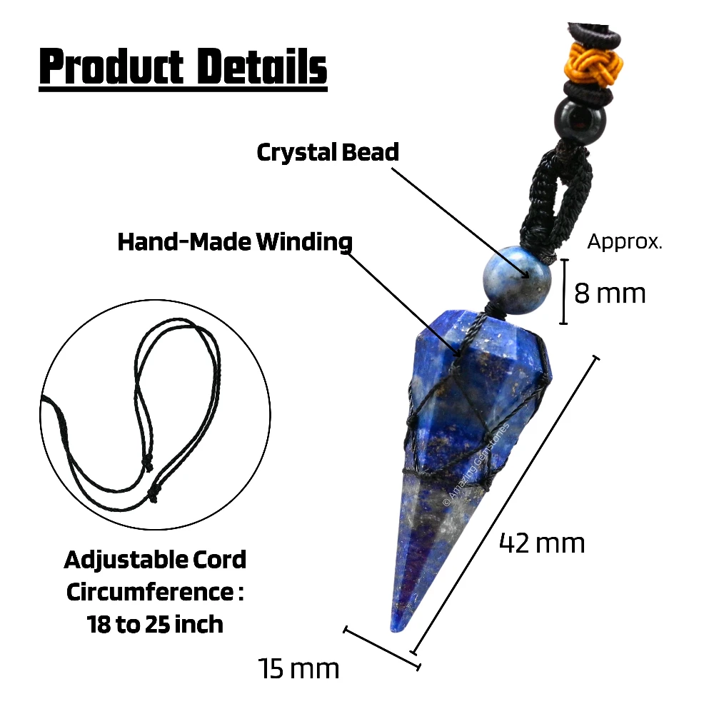 Lapis Lazuli Pendulum Pendant Necklace (Macrame)