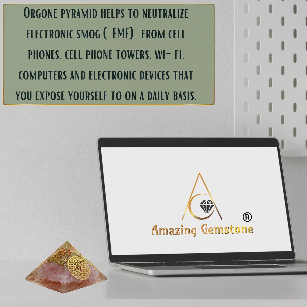 Rose Quartz Orgone Pyramid - OM Flower of Life