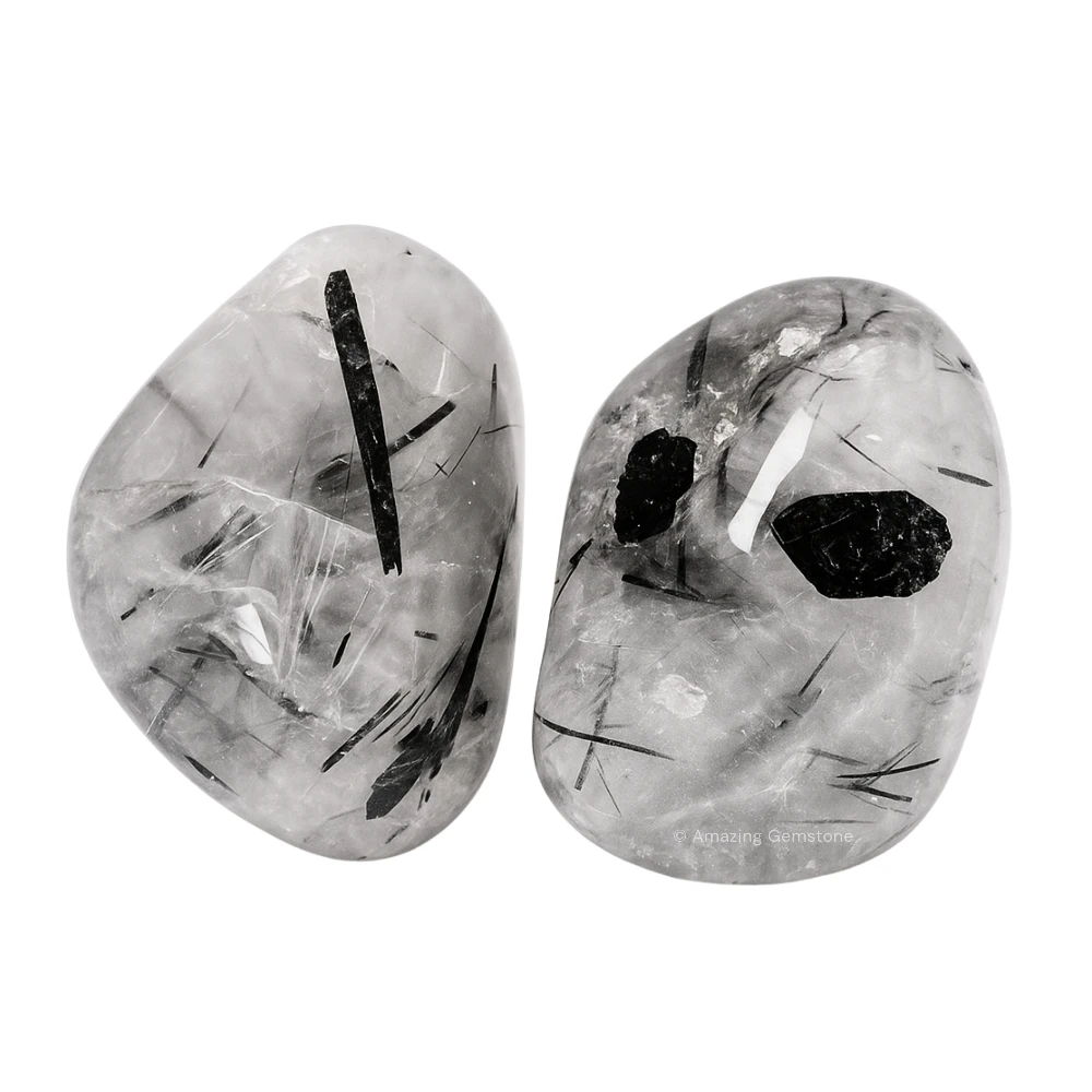 Tumbled Black Rutilated Quartz Crystals Stones (1 oz)