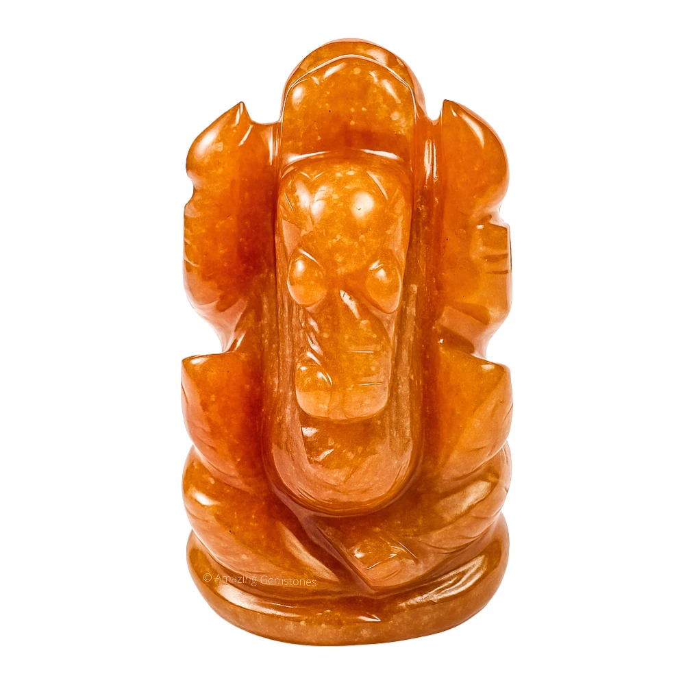 Red Aventurine Ganesha Crystal Idol