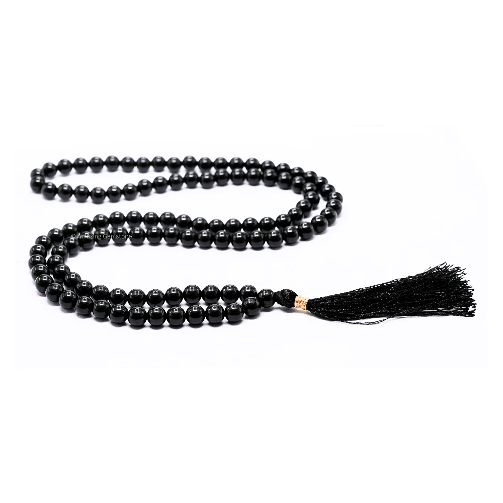 Black Obsidian Japa Mala (Without Knot)