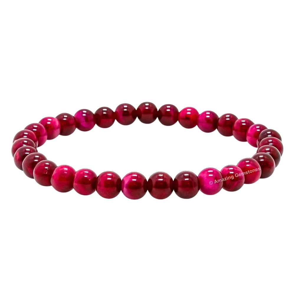 Pink Tiger Eye Healing Crystal Bracelets - 6mm Beads