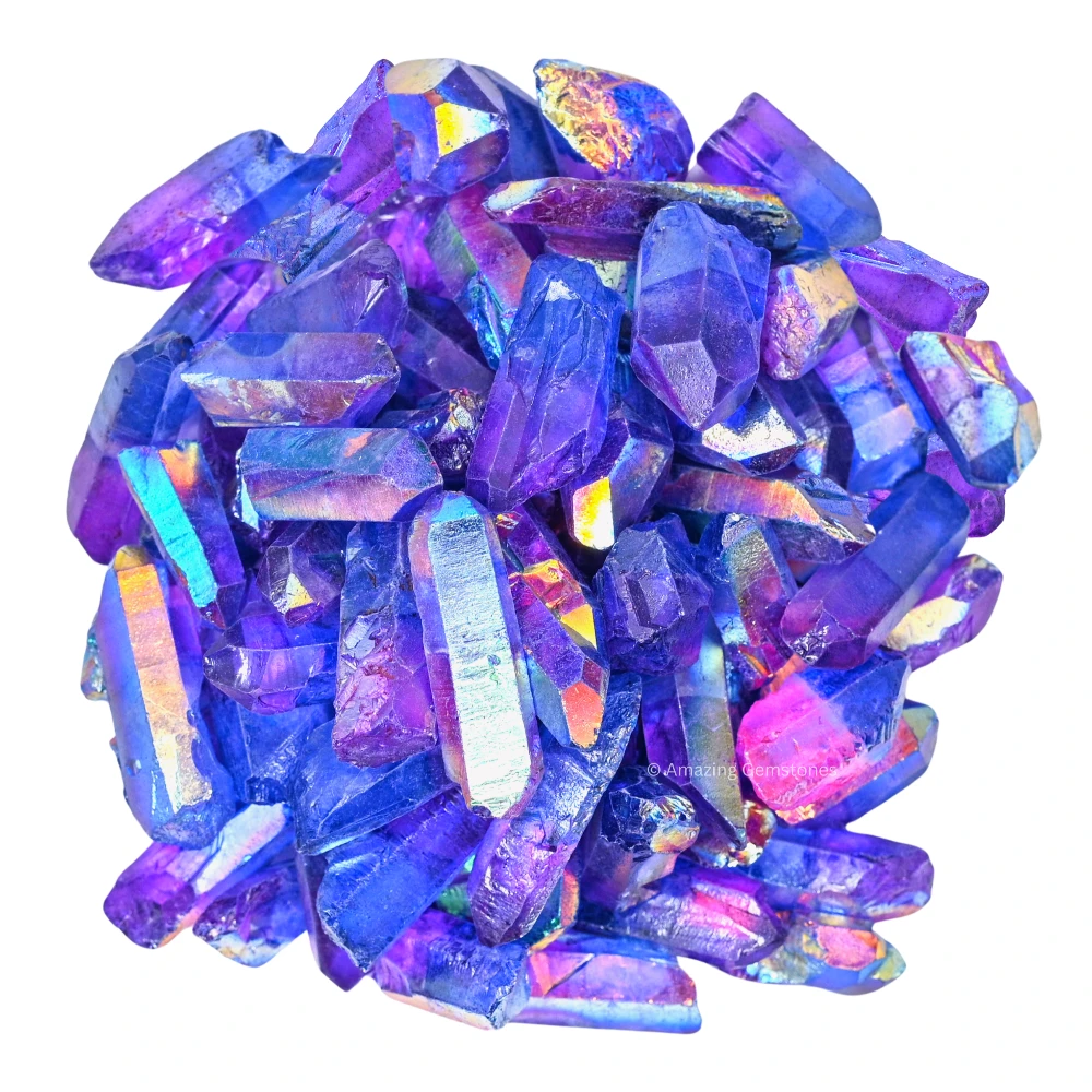 Amethyst Tanzine Aura Quartz Raw Crystal Points (5 Pieces)