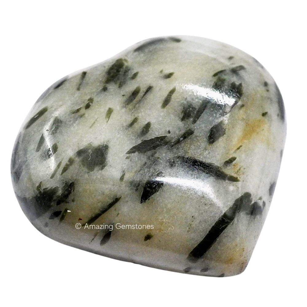 Green Tourmaline In Quartz Heart
