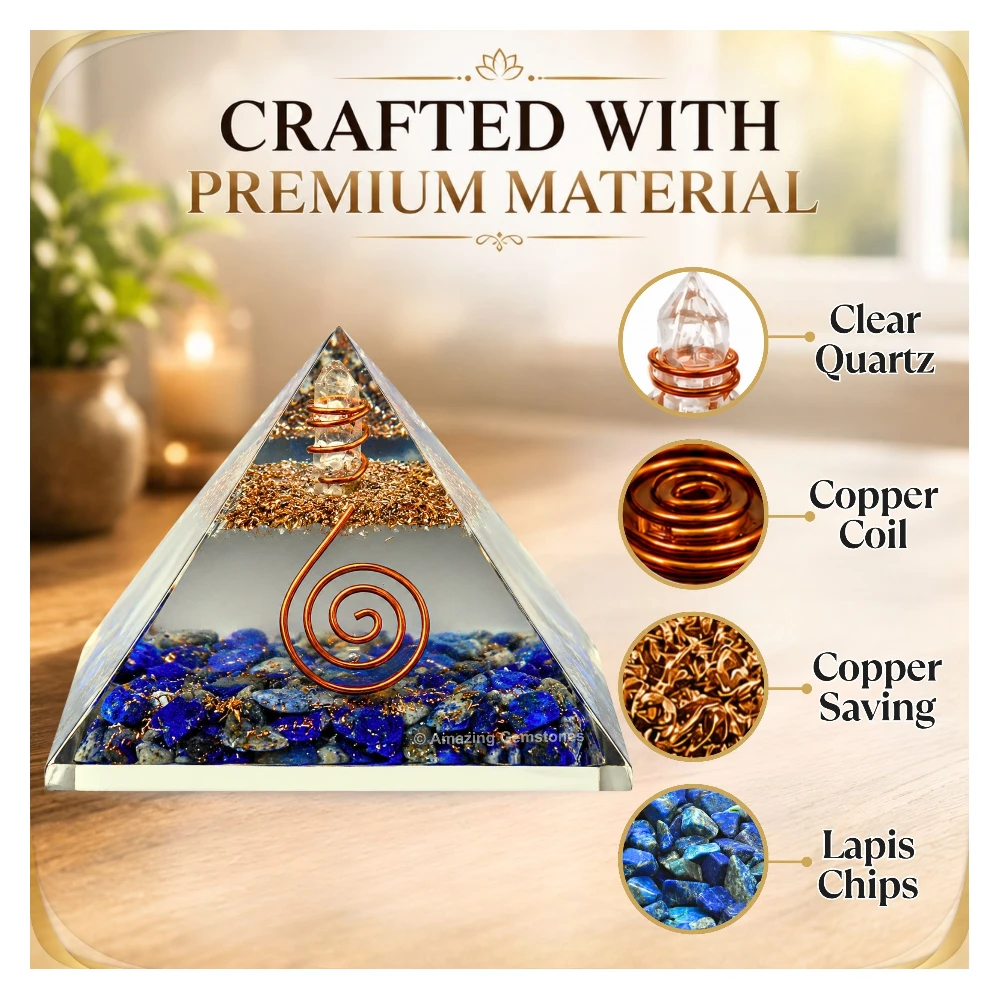 Lapis Lazuli Orgone Pyramid - Glow in Dark
