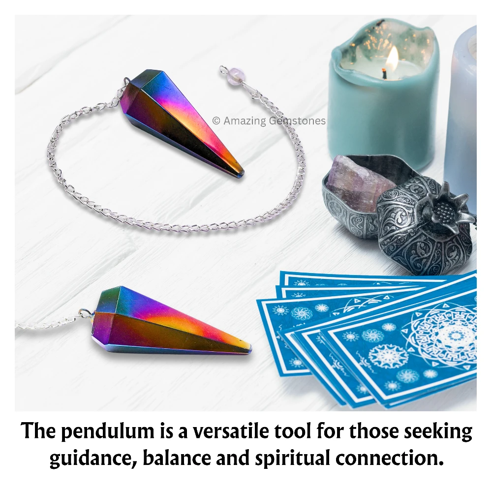 Titanium Aura Quartz Pendulum