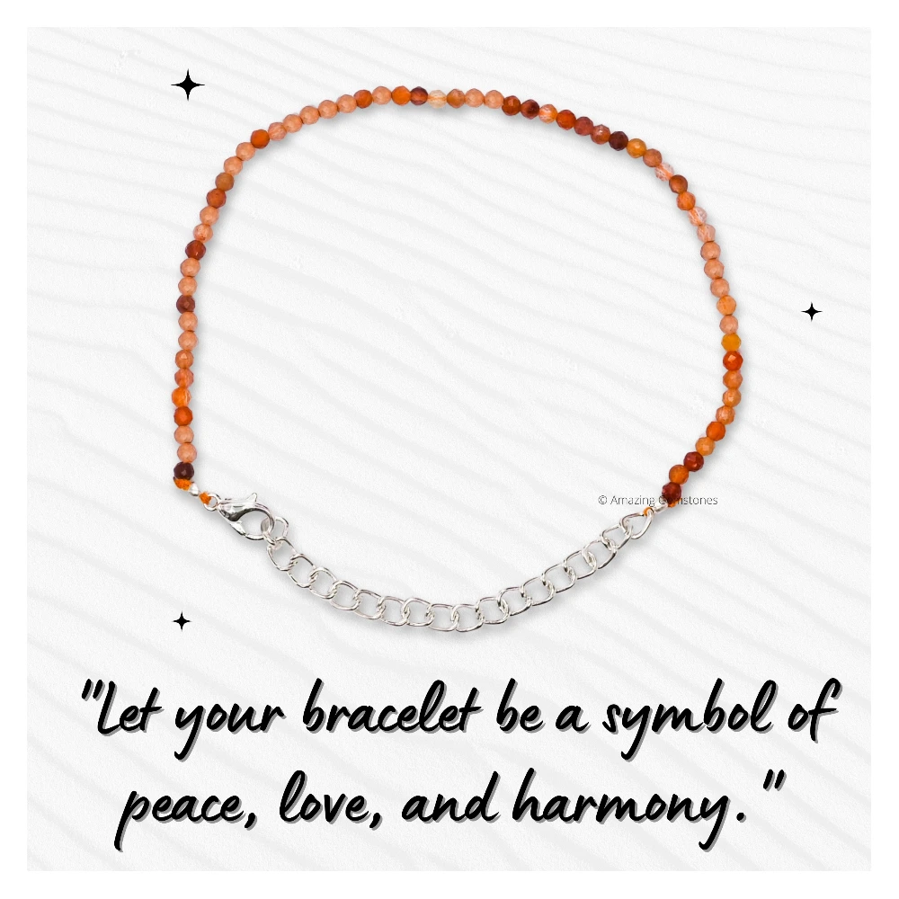 Orange Rutilated Quartz Crystal Bracelet - 2mm Faceted Bead (Silver)