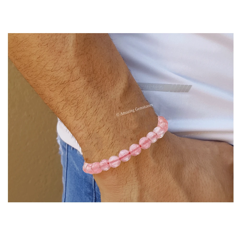 Cherry Quartz Bracelet (Faceted-Stretchable)