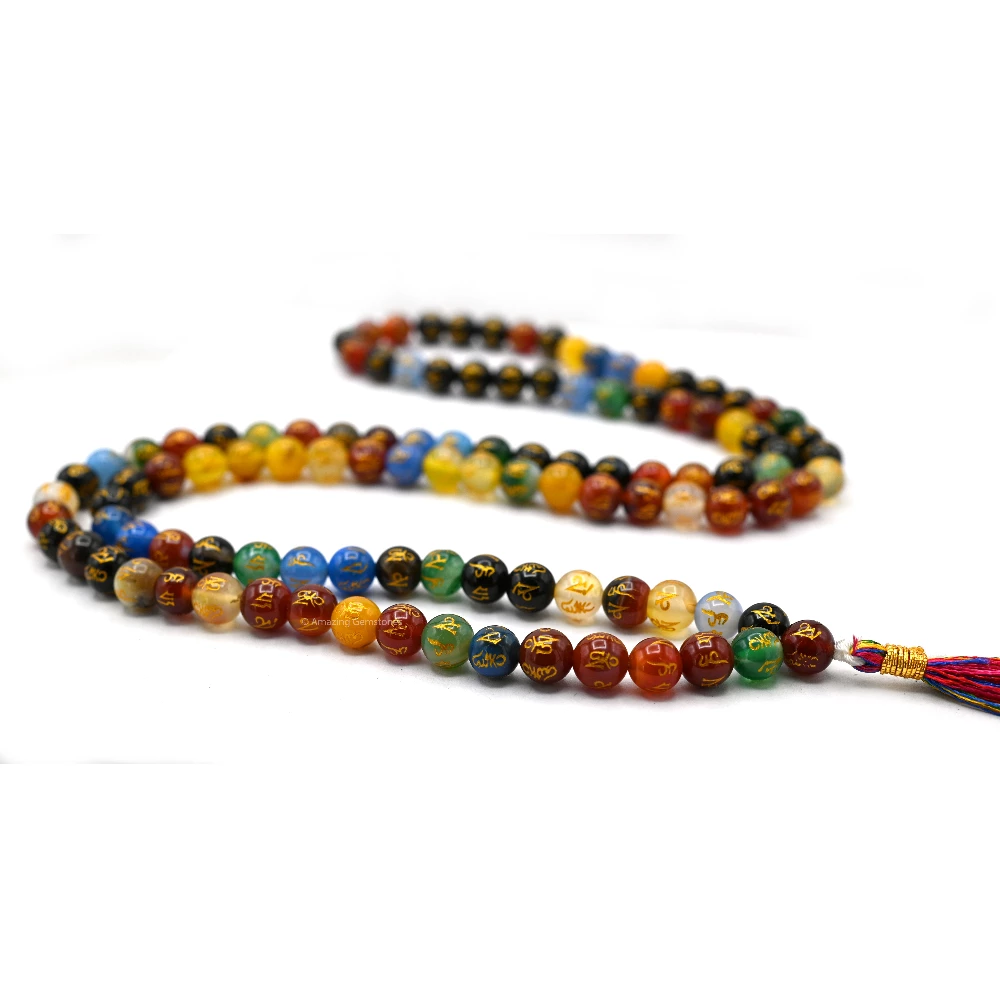 Multi Gemstone Mala (Om Mani Padme Hum) (Without Knot)
