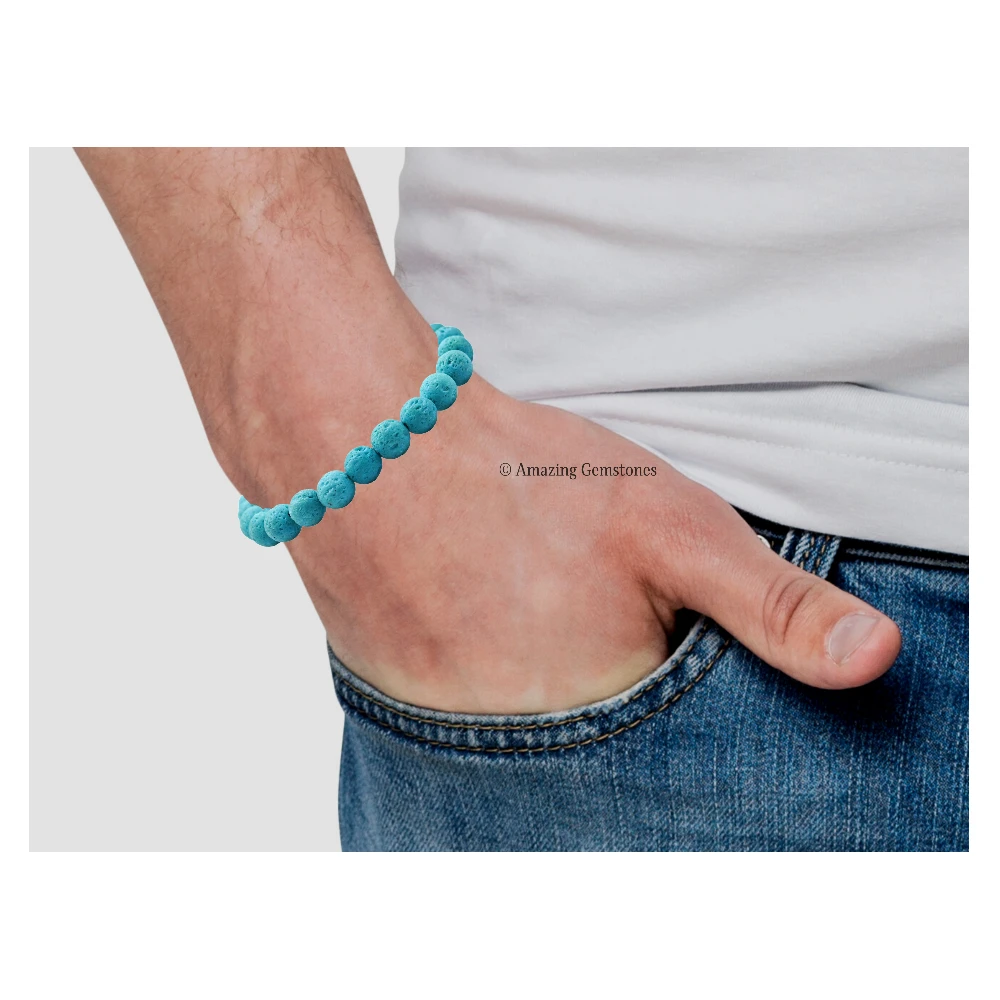 Turquoise Lava Stone Bracelet (Adjustable)