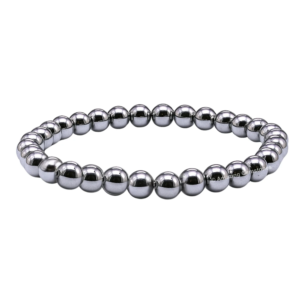 Silver Hematite Healing Crystal Bracelets - 6mm Beads