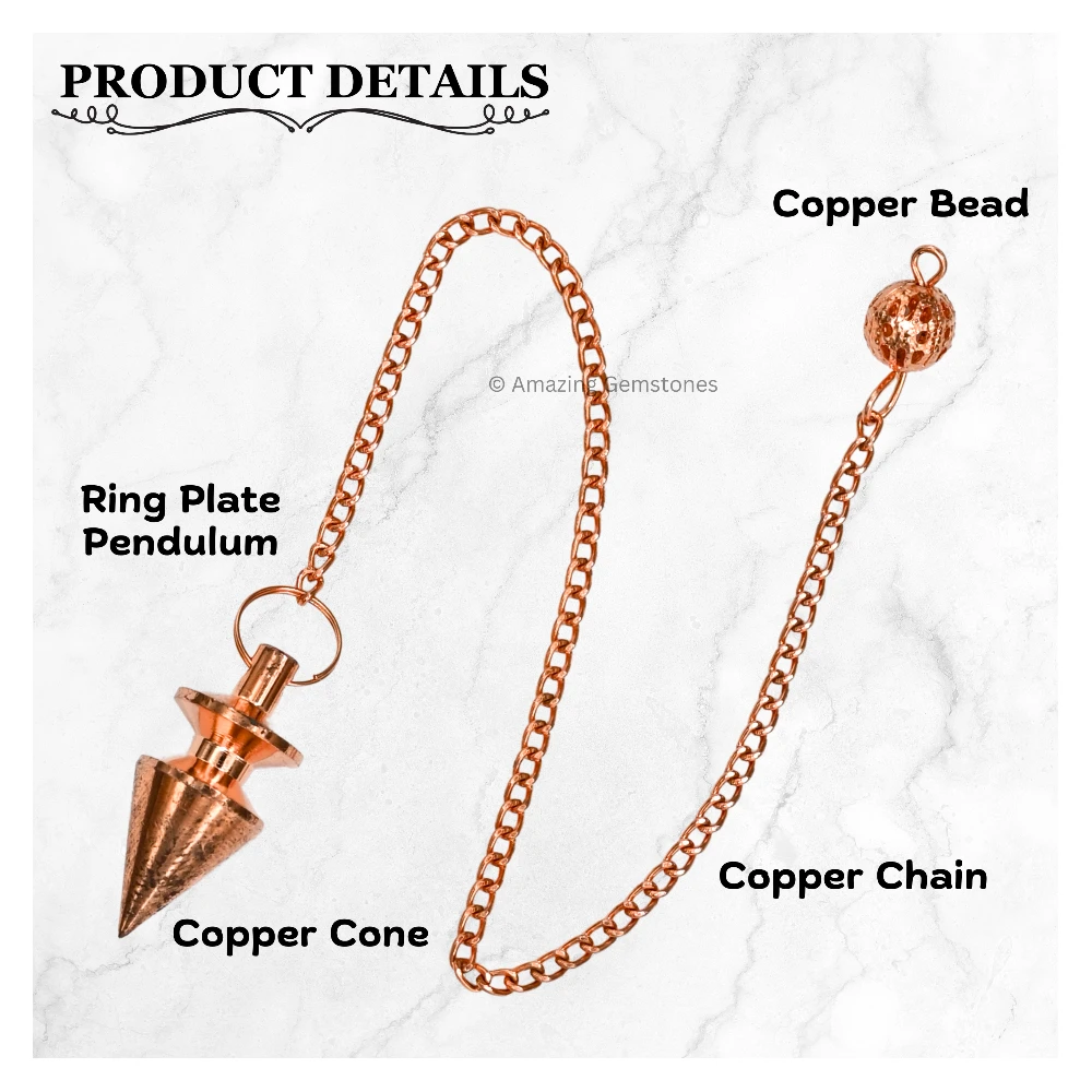Copper Metal Pendulum - Copper Cone with Ring Plate (MP58)