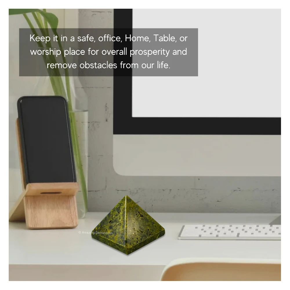 Green Tourmaline in Matrix Pyramid (1.5 Inch)
