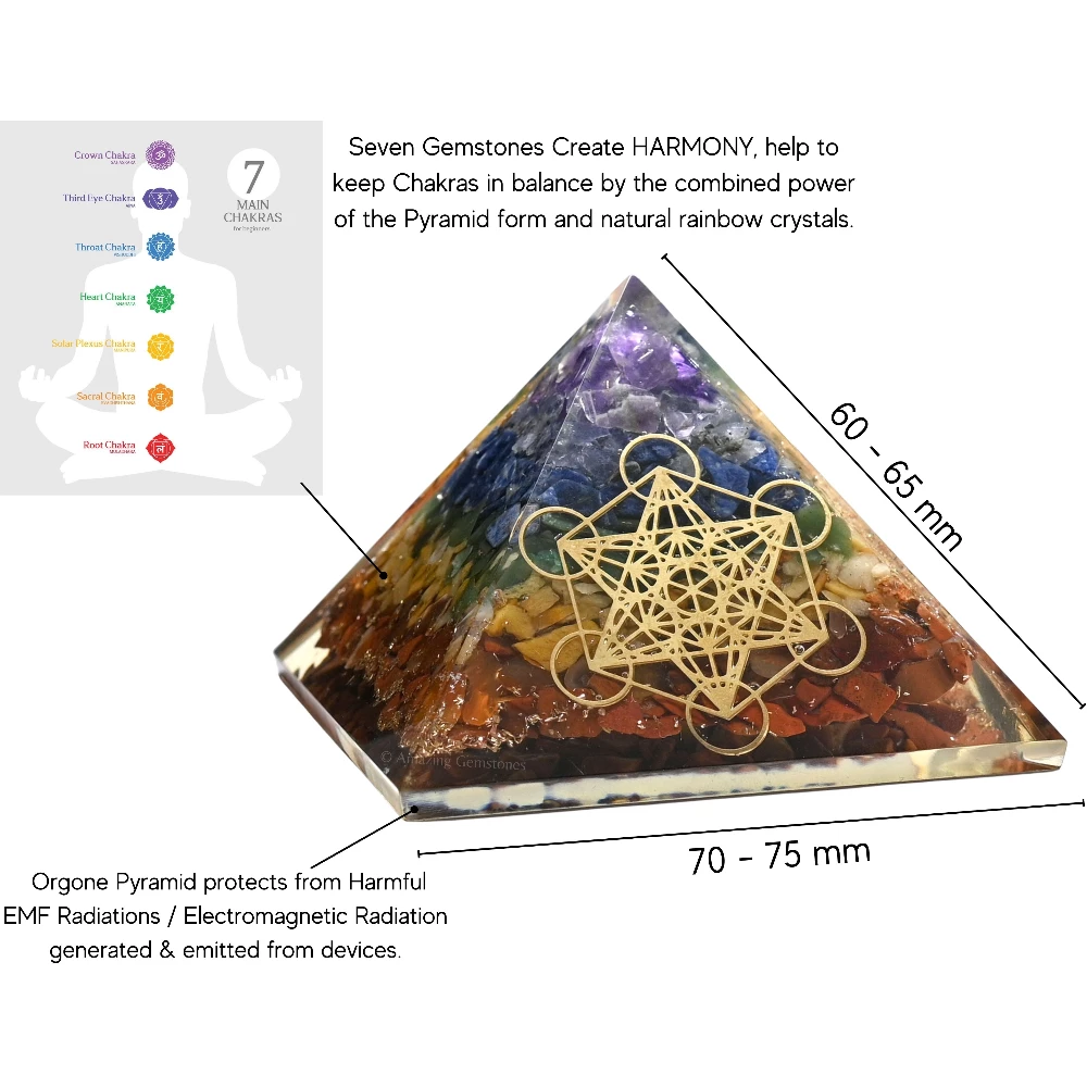 Natural Chakra Orgone Pyramid - Metatron Cube