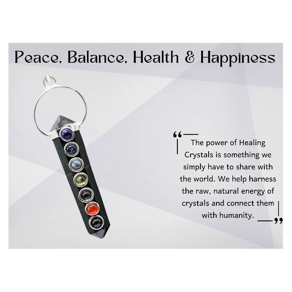 Shungite Necklace - Double Pointed with 7 Chakra