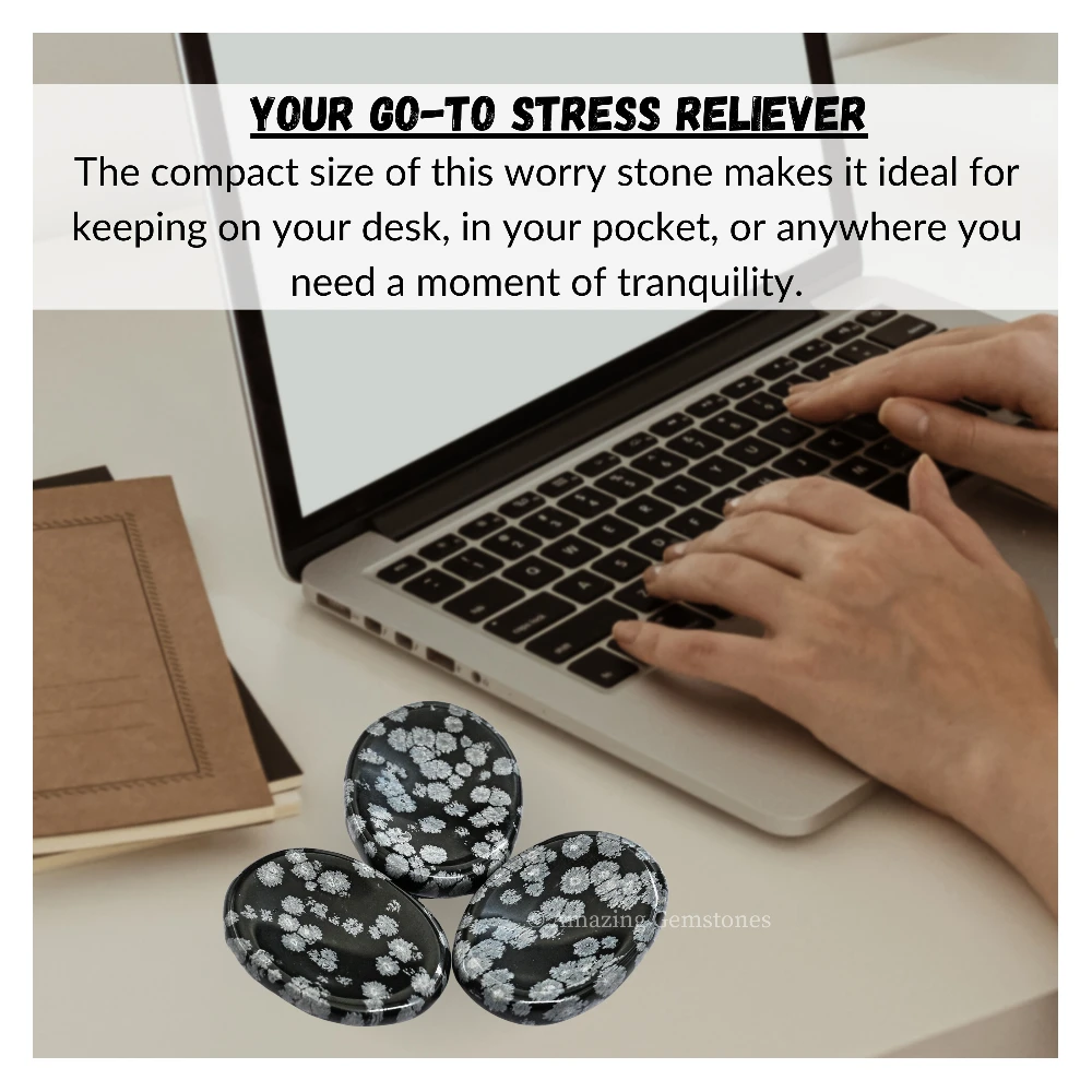 Snowflake Obsidian Worry Stone